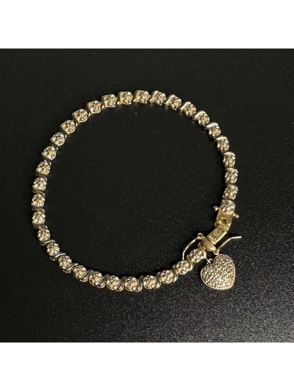 Sterling Silver Flower Pattern Tennis Bracelet